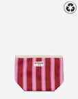 VIVA -Bordo Pembe Çizgili Naylon Kumaş Pouch Portföy Çanta