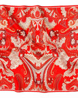 İpek Eşarp - 60cm x 60cm - Ornamental Elegance - Kırmızı