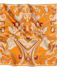 İpek Eşarp - 60cm x 60cm - Ornamental Elegance - Turuncu