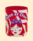 "Queen of Chaos" Temalı Renkli Tasarım Porselen Kupa