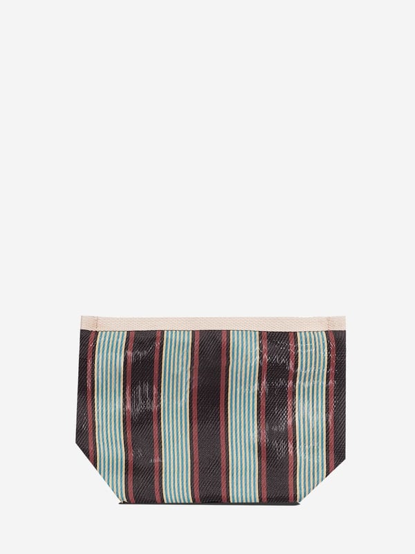 VIVA - Kahve Çizgili Naylon Kumaş Pouch Portföy Çanta