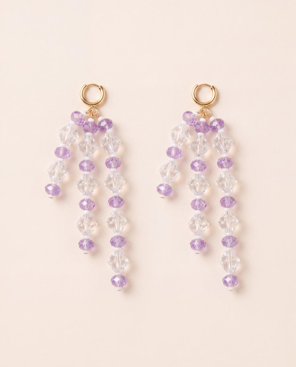 Lavender Glow – Lila Kristal Sallantılı Küpe