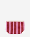 VIVA -Bordo Pembe Çizgili Naylon Kumaş Pouch Portföy Çanta
