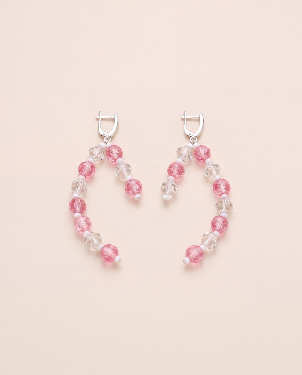 Pink Ribbon – Pembe Kristal Zarif Küpe