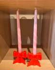 Candy Cane Pembe 2'li Şamdan Mum Seti