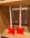 Candy Cane Pembe 2'li Şamdan Mum Seti
