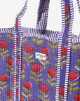 BLOOM- Gelincik Desenli Mor Pamuklu Kumaş Günlük Omuz Çantası - Tote Bag