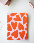 Canvas Notebook, Pink & Orange Hearts
