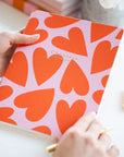 Canvas Notebook, Pink & Orange Hearts
