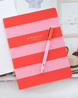 Canvas Notebook, Pink & Orange Stripes