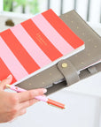 Canvas Notebook, Pink & Orange Stripes