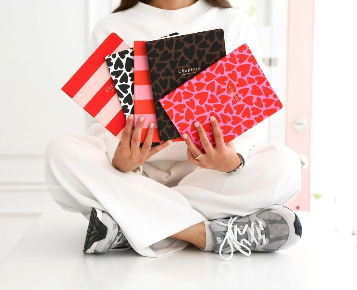 Canvas Notebook, Pink &amp; Red Hearts