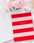 Canvas Notebook, Pink & Red Stripes