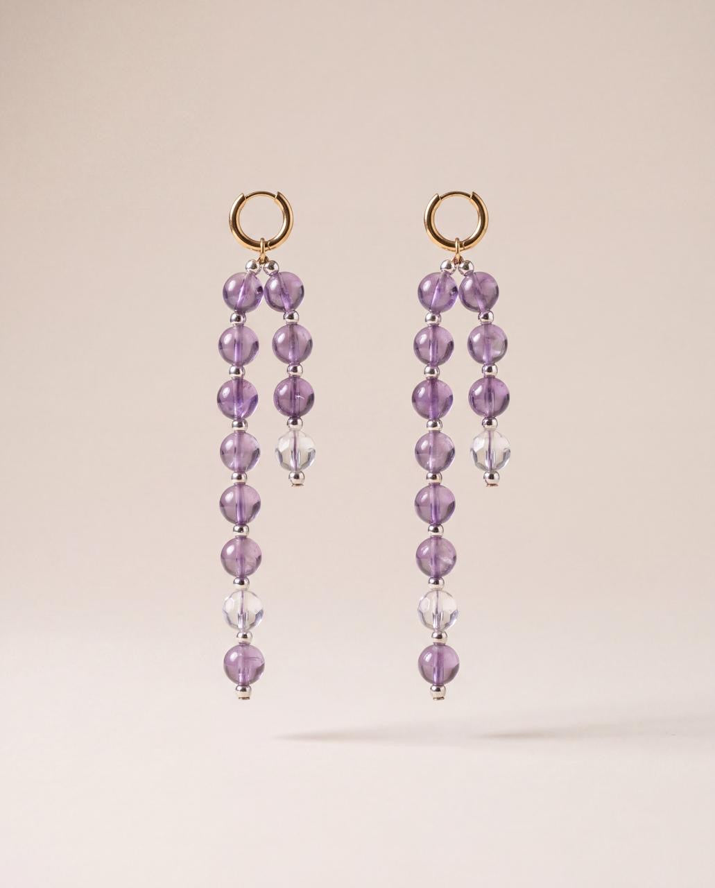 Amethyst Grace – Mor Kristal Sallantılı Küpe