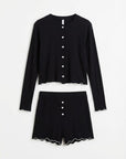 Amour Heart Short Set Black