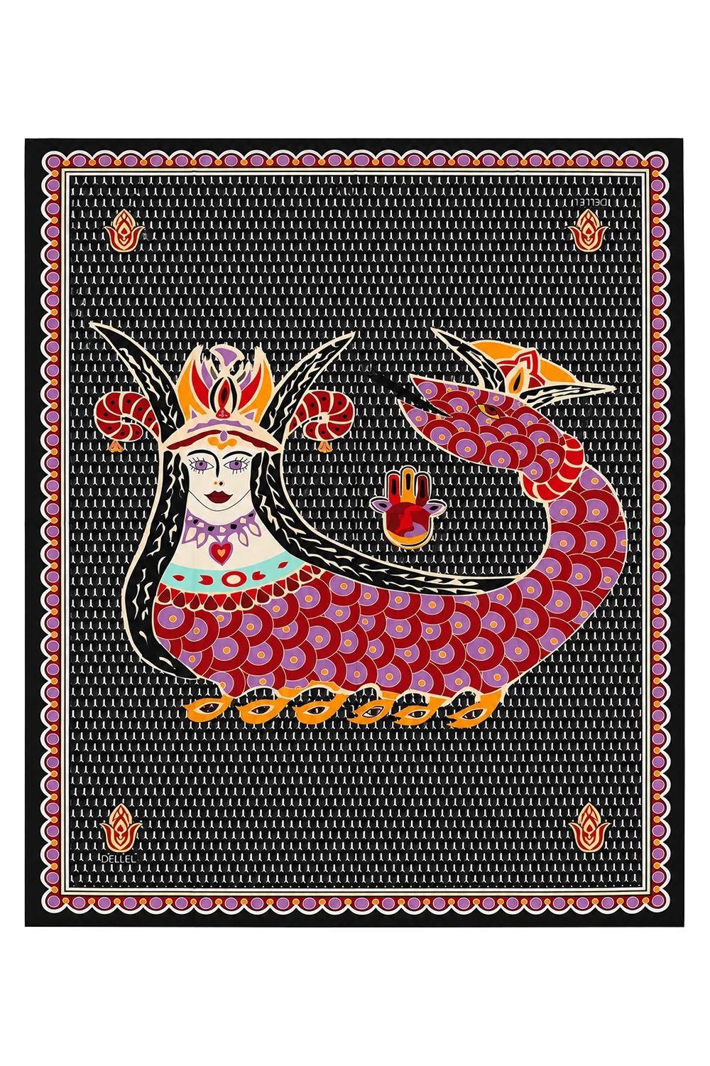 Siyah Şahmeran Monogram Pareo