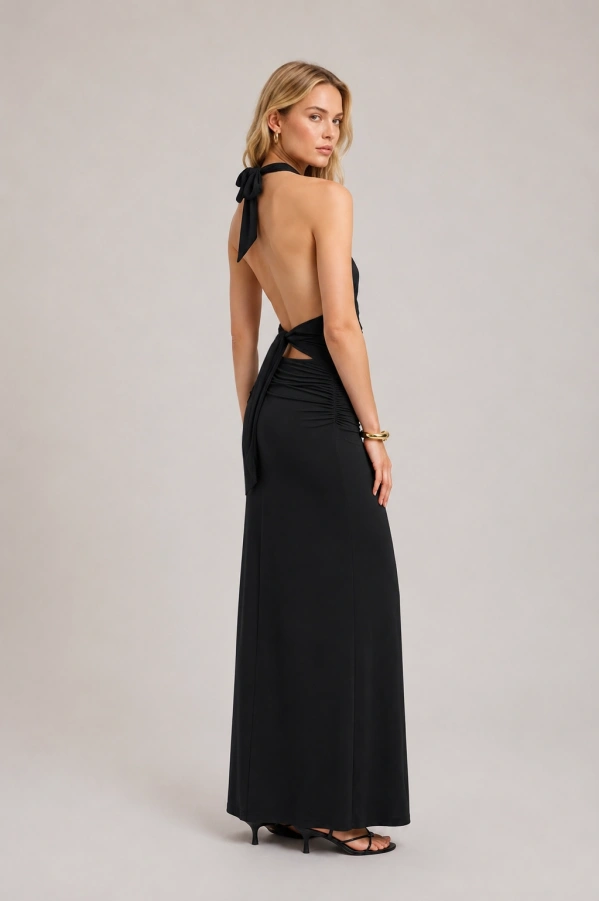 Fiona Siyah Uzun Elbise