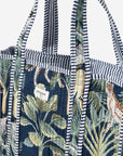 WILDWOOD - Leopar Orman Desenli Lacivert Pamuklu Kumaş Günlük Omuz Çantası - Tote Bag